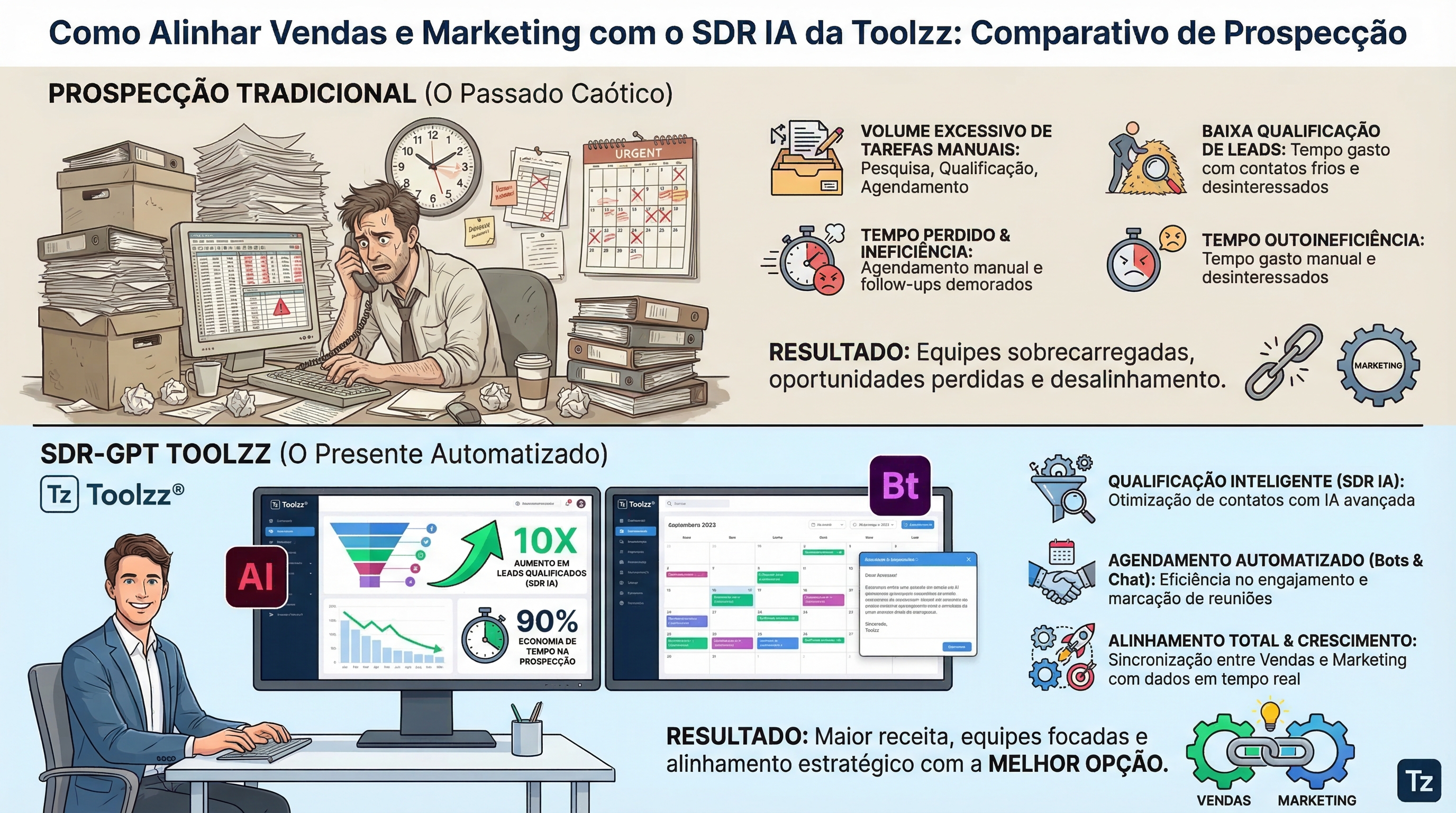 Como alinhar vendas e marketing com o SDR IA | Toolzz Blog