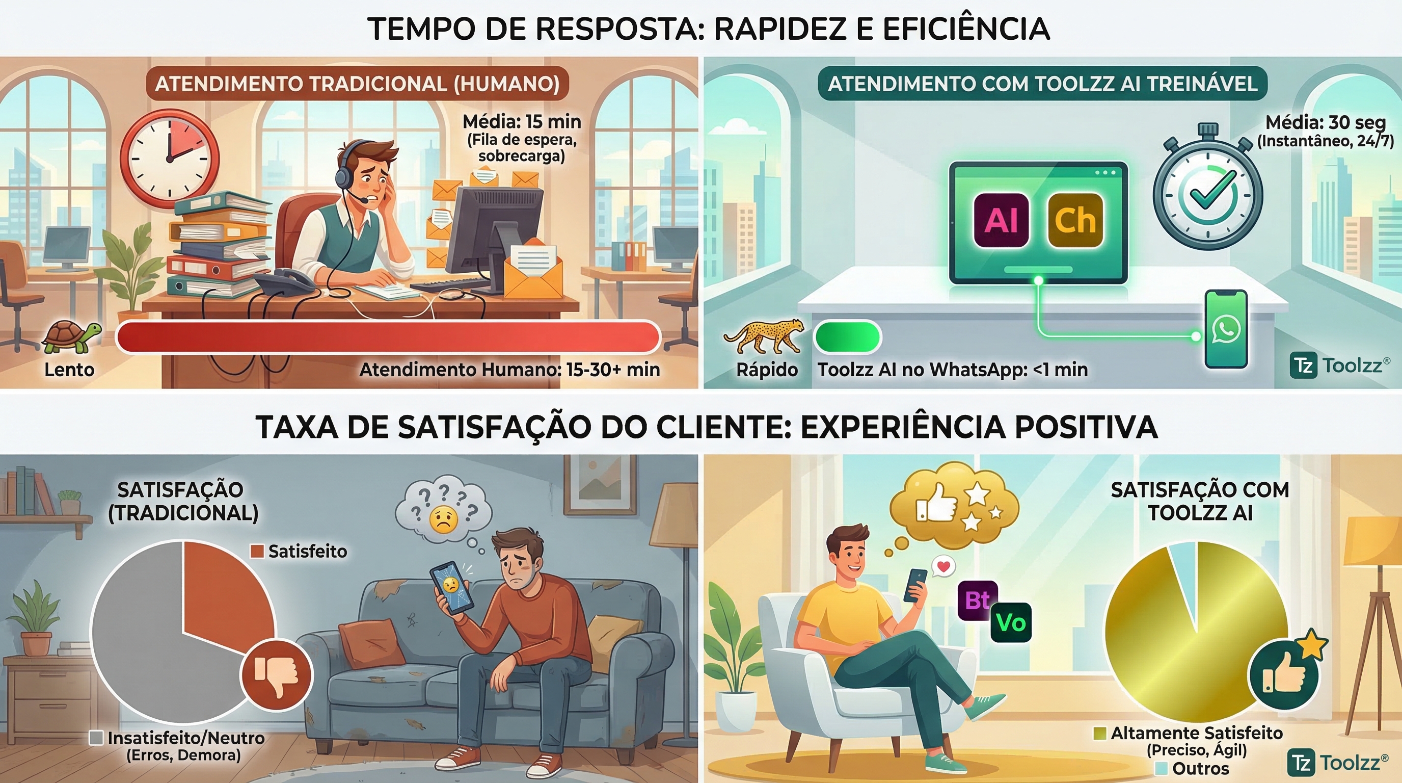 Como IA Treinável reduz erros humanos no atendimento | Toolzz Blog
