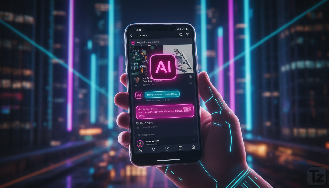 7 empresas que transformaram resultados com Agentes IA — Close-up de um smartphone exibindo uma conversa em um aplicativo de mensagens. Um Agente de IA da Toolzz respondendo automaticamente a um comen