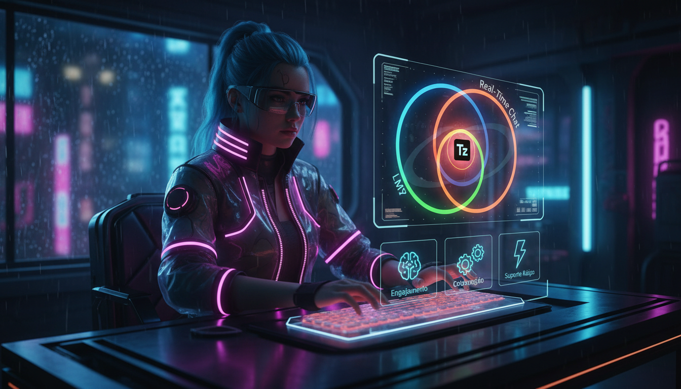 7 Erros de Iniciantes ao Experimentar Chat em Tempo Real em 2026 — Layout infográfico dividido em duas partes: Superior: Diagrama de Venn mostrando a interseção entre LMS, LXP e Chat em Tempo Real, co