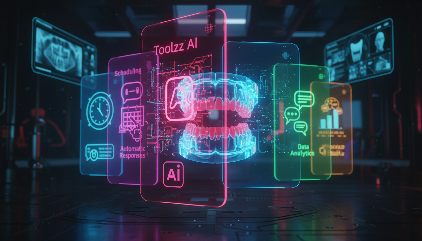 7 Ferramentas Essenciais para Automatizar o Instagram na Odontologia em 2026 — Infográfico comparando diferentes ferramentas de automação do Instagram para odontologia. Layout dividido em duas partes 