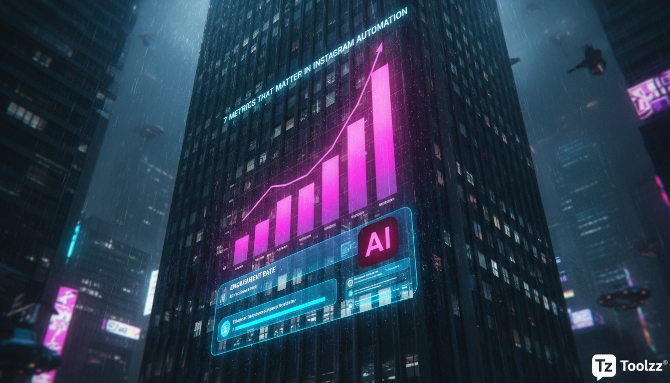 7 métricas que importam em automação Instagram — Infográfico em duas partes (superior/inferior para carrossel Instagram). Parte superior: gráfico de barras mostrando o aumento da taxa de engajamento e