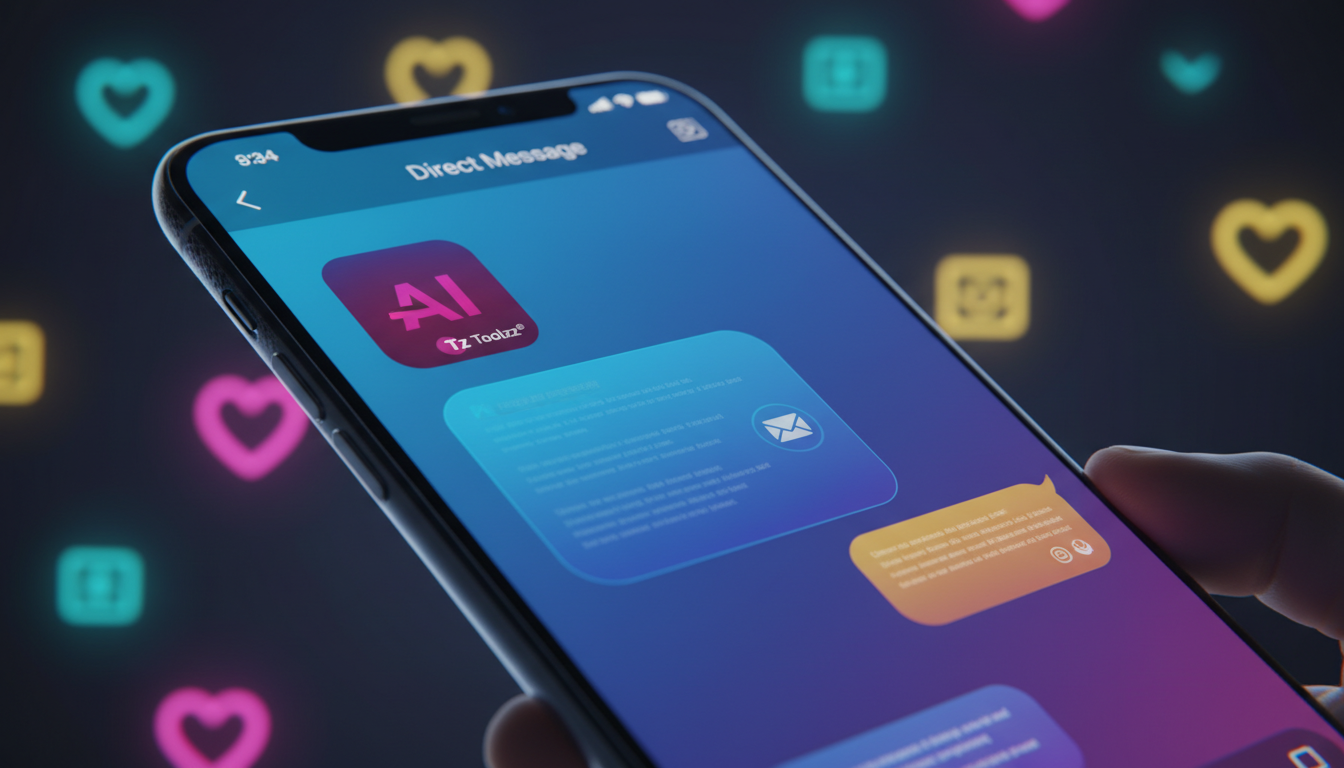 7 técnicas avançadas de Agentes IA que funcionam — Close-up de um smartphone mostrando uma conversa no Instagram Direct. Um Agente de IA da Toolzz (logo Toolzz discretamente visível no avatar) interag