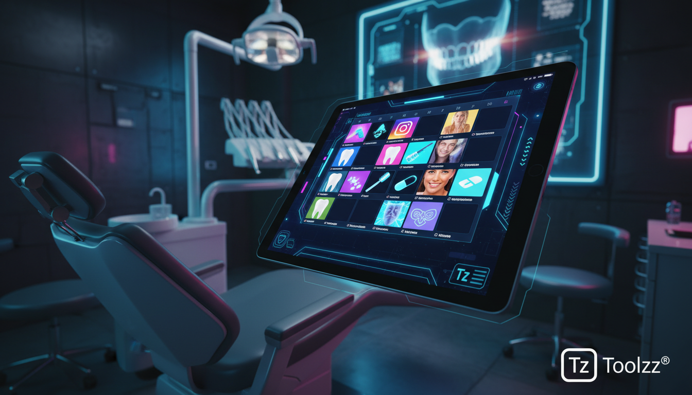 7 técnicas avançadas de automação Instagram que funcionam — Um close-up de um calendário digital em um tablet, mostrando posts de Instagram agendados para um consultório odontológico. Cada post destac