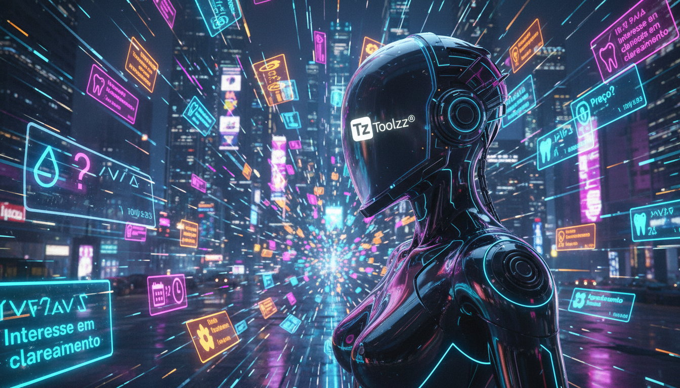 7 técnicas avançadas de vendas no Instagram que funcionam — Visão em perspectiva de um agente de IA (representado como uma figura humanoide moderna e estilizada) analisando um fluxo constante de DMs d