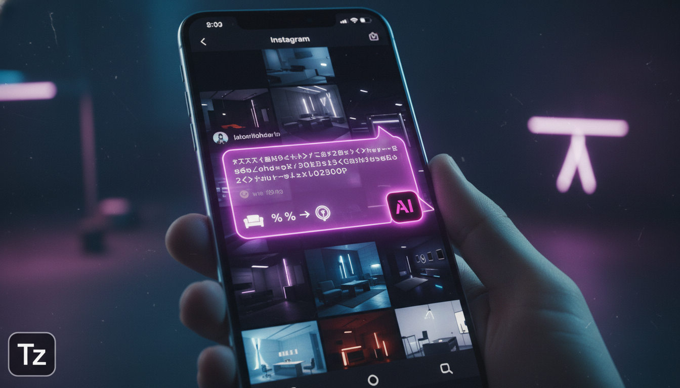 A revolução da automação Instagram nos negócios — Um close-up de um smartphone mostrando uma notificação de DM do Instagram. A DM contém uma mensagem personalizada com o logo da Toolzz no canto inferi