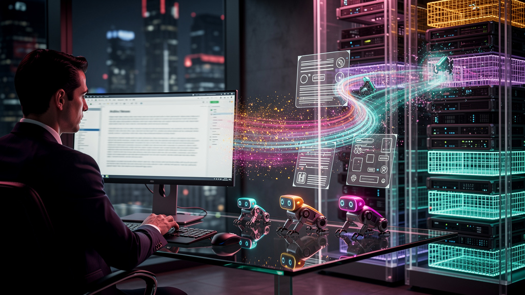 Advocacia e IA: Como se Tornar Referência em 2026 — Um diagrama de fluxo que ilustra como os LLMs indexam conteúdo da web. No início do fluxo, um advogado digita um artigo em um blog com o logo da Too