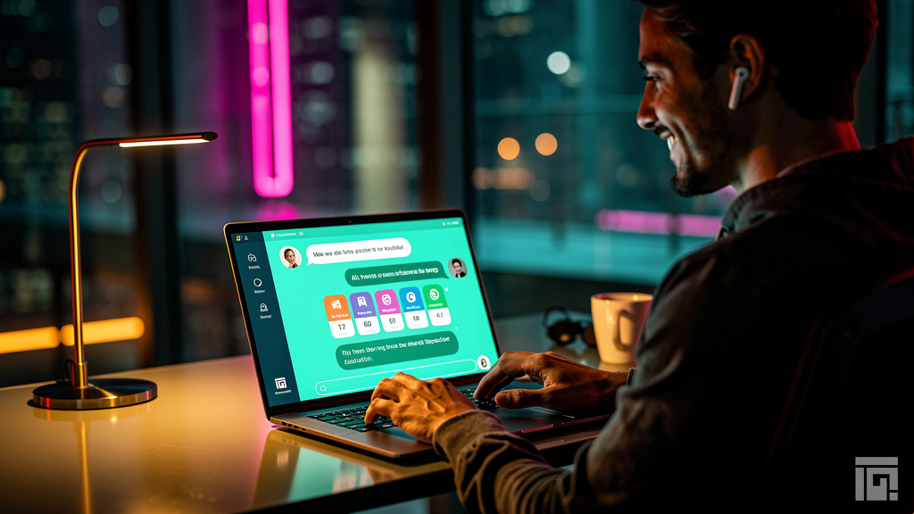 Agente de Agendamento com IA: Automatize e Otimize sua Agenda — Um close-up de um chatbot com a logo Toolzz exibida em sua interface, respondendo a uma pergunta de um cliente sobre horários disponívei