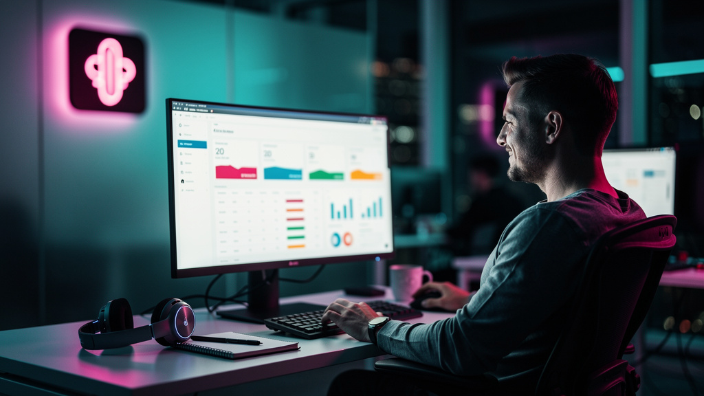 Agente de Follow-up: O Segredo para Qualificar Leads 24/7 — Um SDR (Sales Development Representative) humano, sentado em sua mesa de escritório, com um olhar de alívio e satisfação. Em sua tela de com