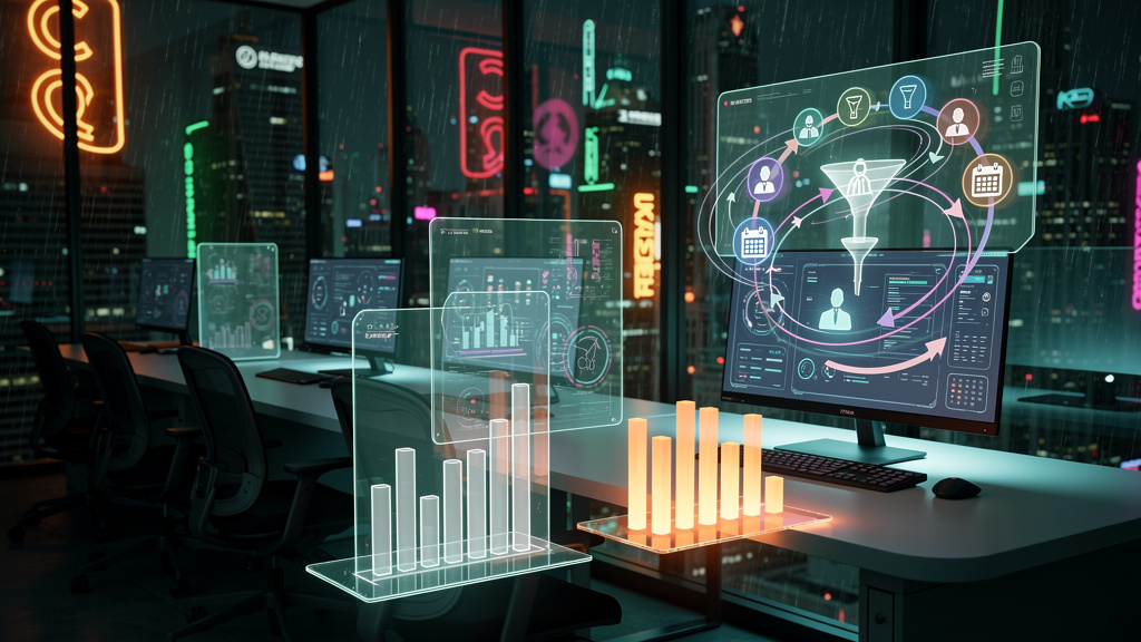 Agente de IA SDR: Qualificação de Leads 24/7 — Um diagrama infográfico dividido em dois blocos (superior e inferior para carrossel). Bloco superior: Fluxograma mostrando o ciclo de vida de um lead sen