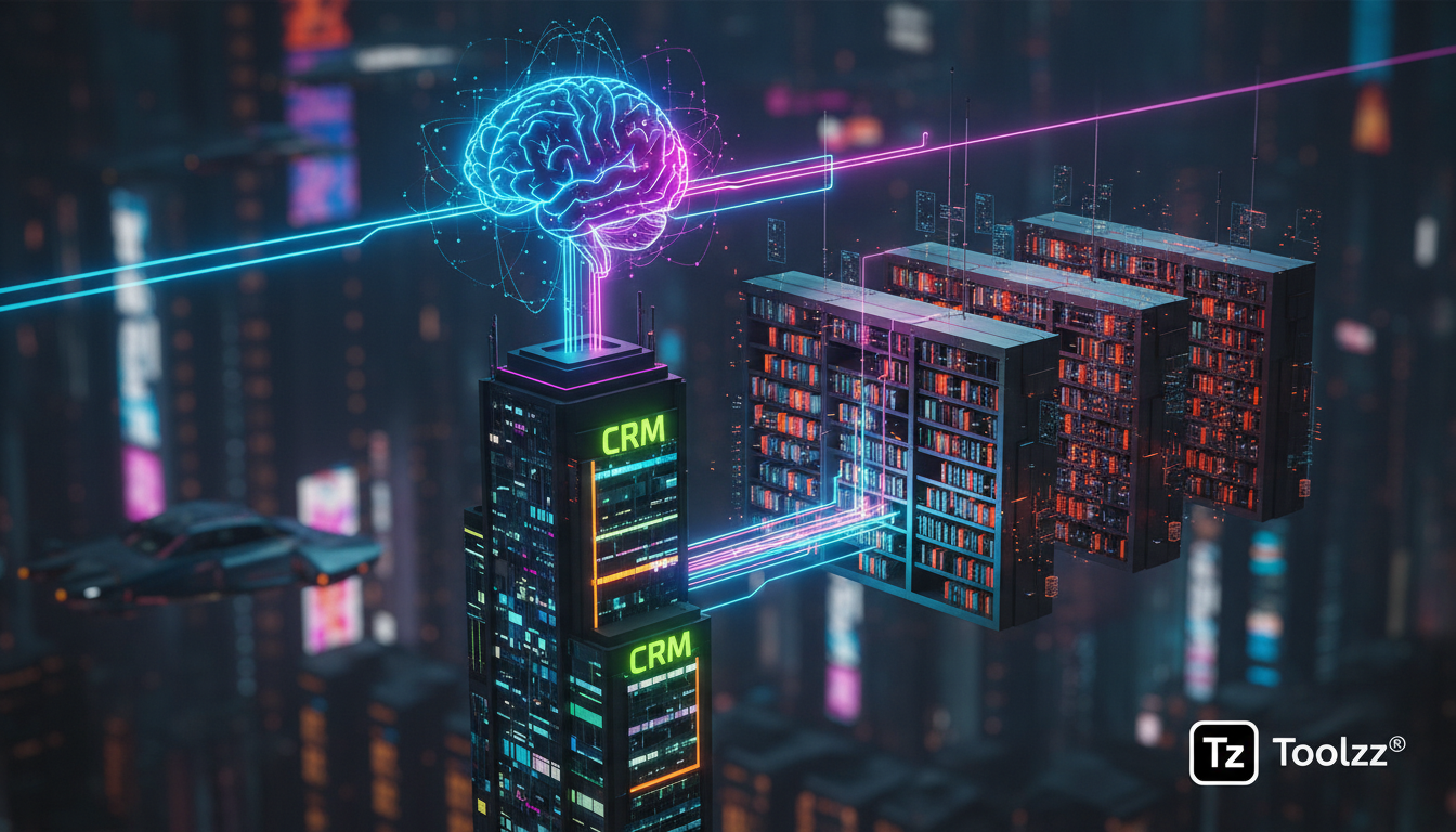 Agentes de IA com Memória: A Evolução do Atendimento ao Cliente — Um diagrama visual que representa a arquitetura de um agente de IA com memória persistente. No bloco superior, um LLM estilizado como 