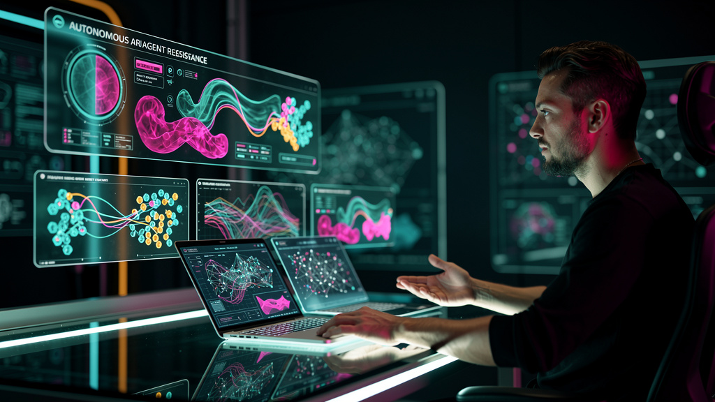 Apostas para Protocolo Agent-to-Human em 2026 — Um agente de IA, representado por uma interface holográfica flutuante com o logo da Toolzz, solicita assistência a um especialista humano através de um