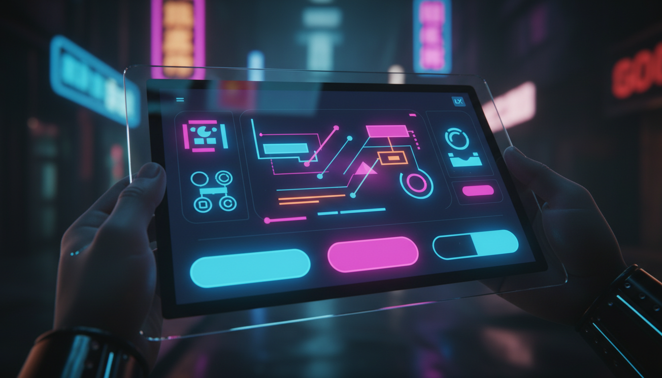 Apresentações Integradas no LXP: Guia 2026 com 7 Vantagens — Um close-up de um tablet mostrando uma apresentação integrada em um LXP. A interface do LXP é moderna e intuitiva, com botões grandes e íco