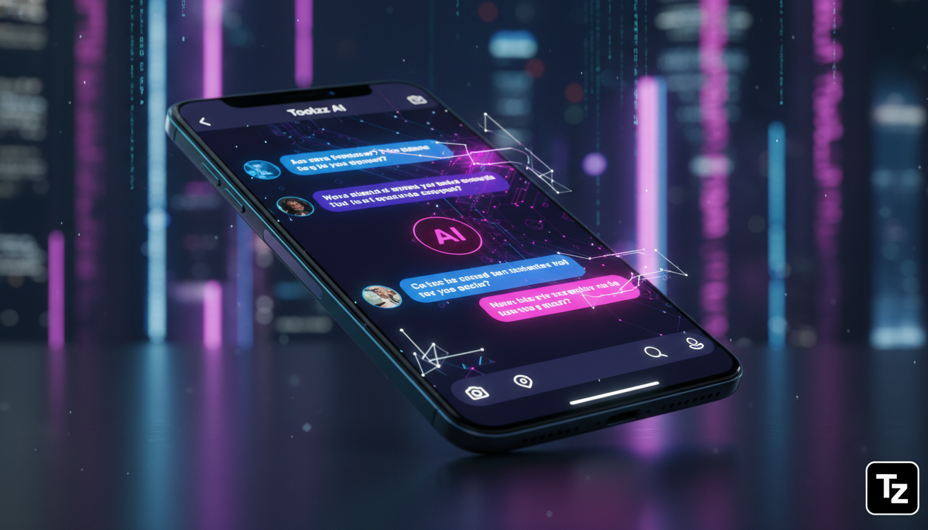 Arquitetura ideal para implementar Automação Instagram 2026 — Close-up de um smartphone mostrando uma conversa na DM do Instagram. A conversa demonstra um agente de IA da Toolzz respondendo a pergunta