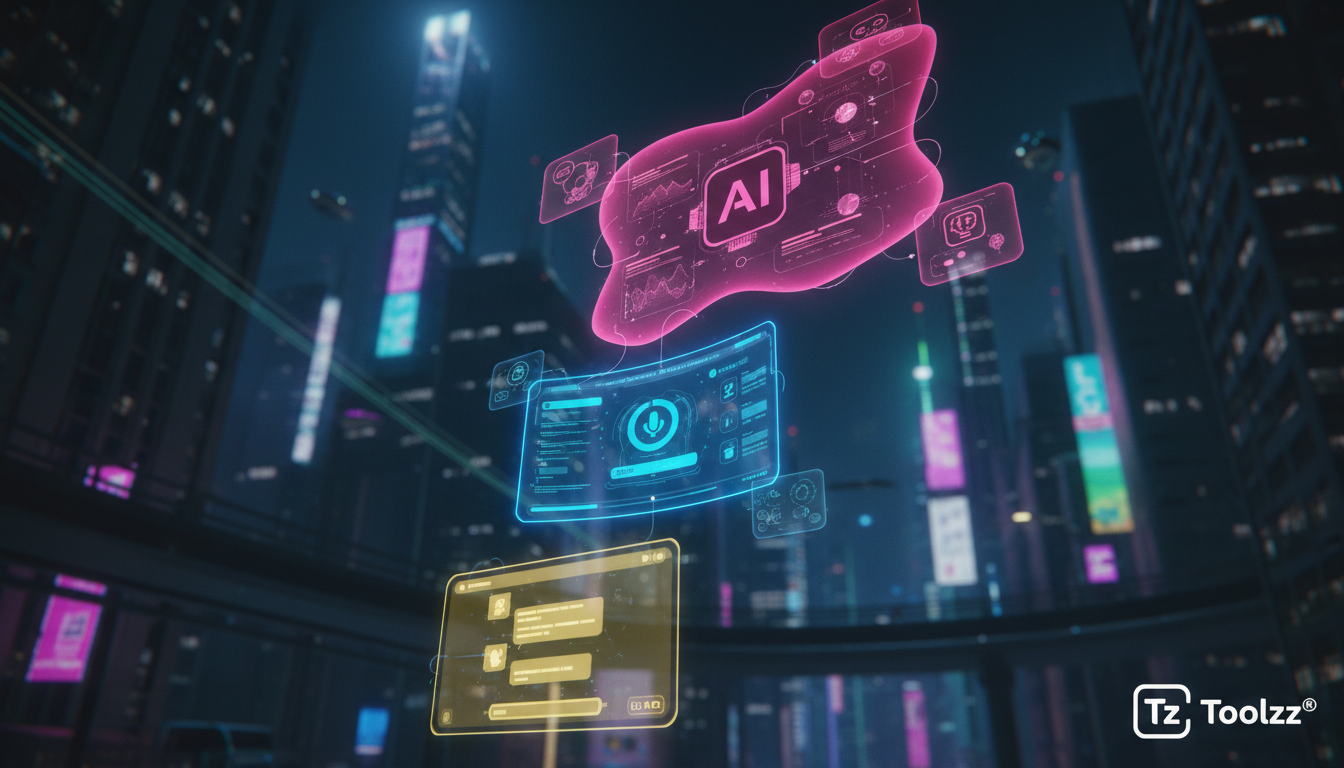 Assistentes de IA: A Revolução no Atendimento e Produtividade — Uma linha do tempo vertical que ilustra a evolução dos assistentes virtuais. No início, um chatbot simples com respostas pré-definidas. 