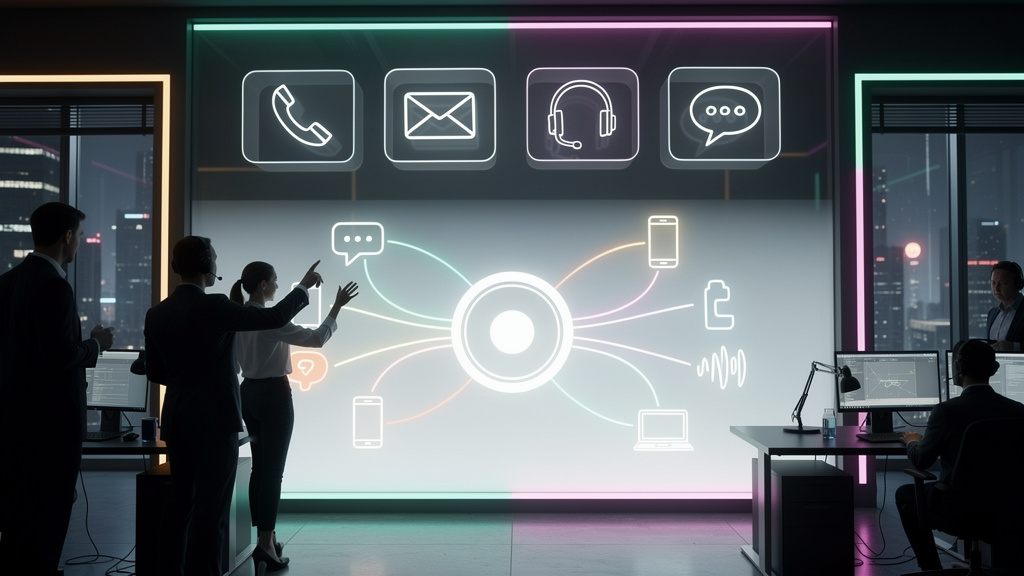 Atendimento Omnichannel com IA: O Guia Completo para 2024 — Um diagrama visual da evolução do atendimento ao cliente, mostrando a transição de canais isolados para um sistema omnichannel integrado. No