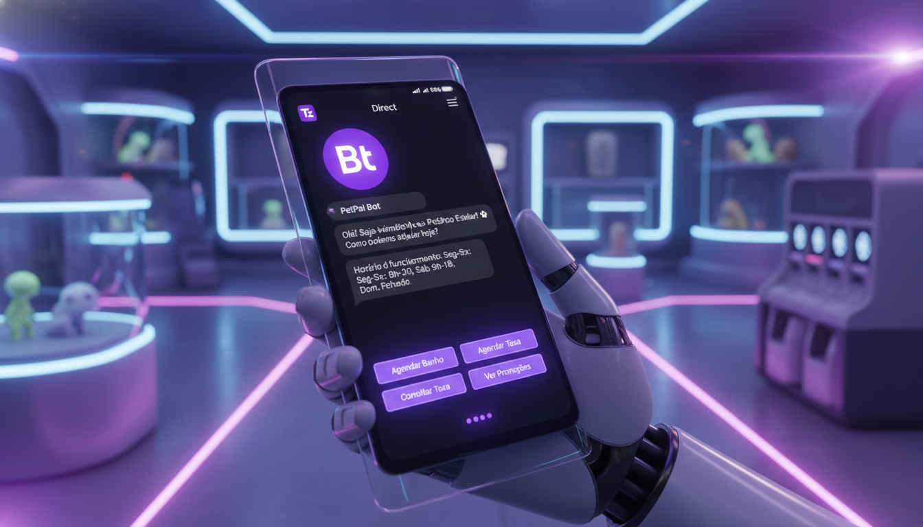 Automação Instagram 2026 descomplicado: guia visual e prático — Close-up de um smartphone mostrando uma conversa no Instagram Direct. Um chatbot da Toolzz, com o logo da Toolzz em destaque no avatar, 