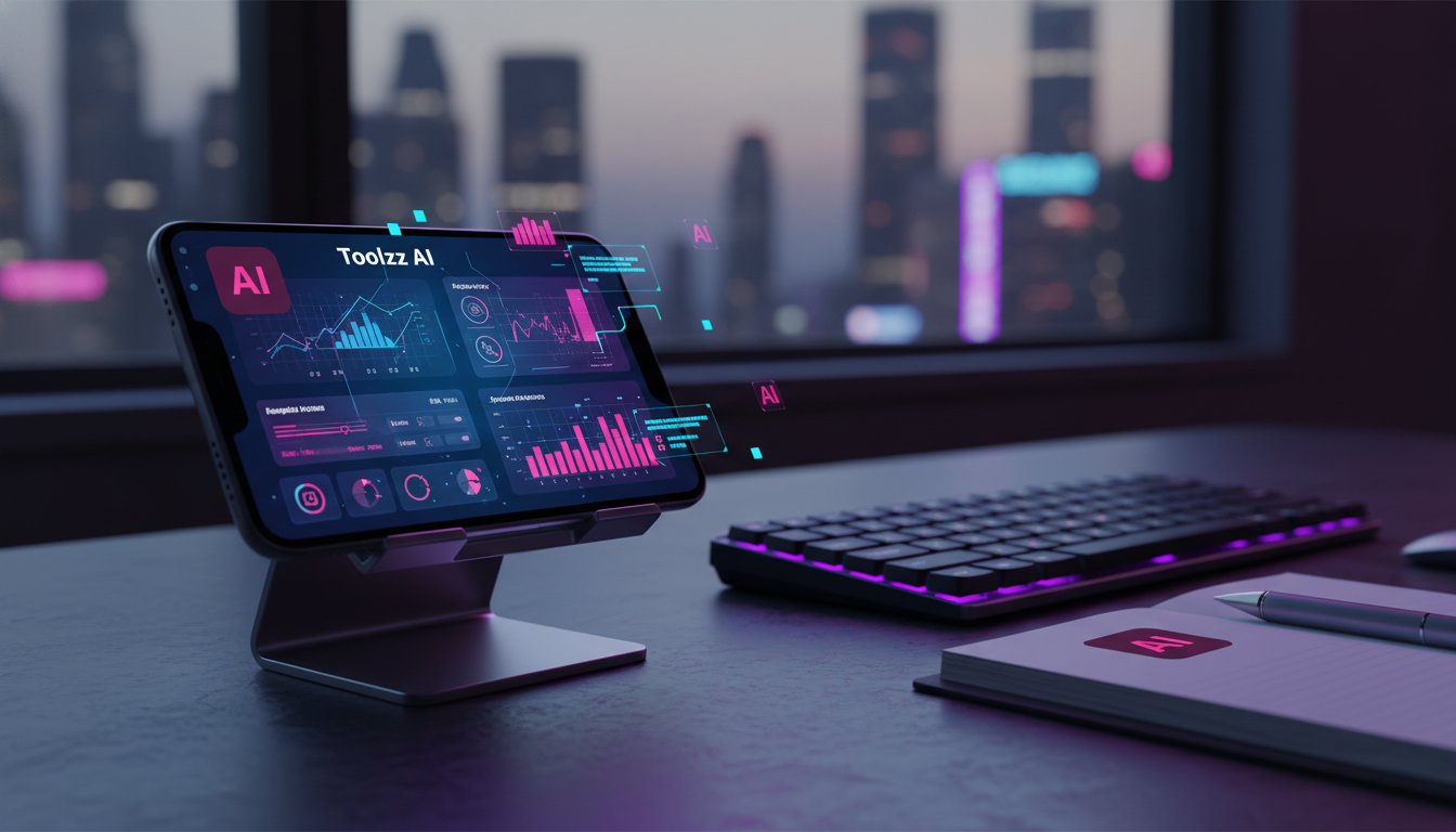 Automação Instagram global: o que o mundo está fazendo — Uma tela de smartphone mostrando um painel de controle da Toolzz AI com gráficos detalhados de automação de marketing no Instagram. A tela exib