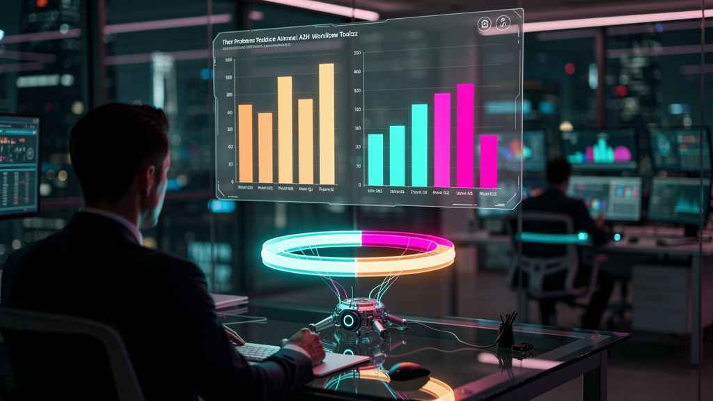 Case de sucesso: Automação do protocolo A2H com Toolzz em 2026 — Um diagrama infográfico dividido em duas partes para um carrossel do Instagram. Parte superior: um gráfico de barras comparando o tempo