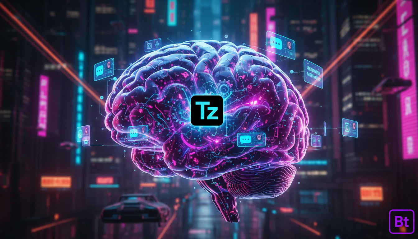 Chatbot Instagram DM Automática: o que é, como funciona e por que importa — Uma ilustração de um cérebro humano estilizado, com engrenagens e circuitos internos representando o processamento de inform