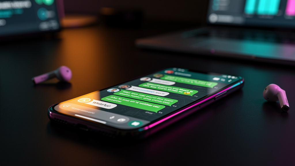 Chatbots: Otimize o Atendimento no WhatsApp, Instagram e CRM — Close-up de um smartphone mostrando uma conversa de atendimento ao cliente no WhatsApp, onde o chatbot da Toolzz responde instantaneament