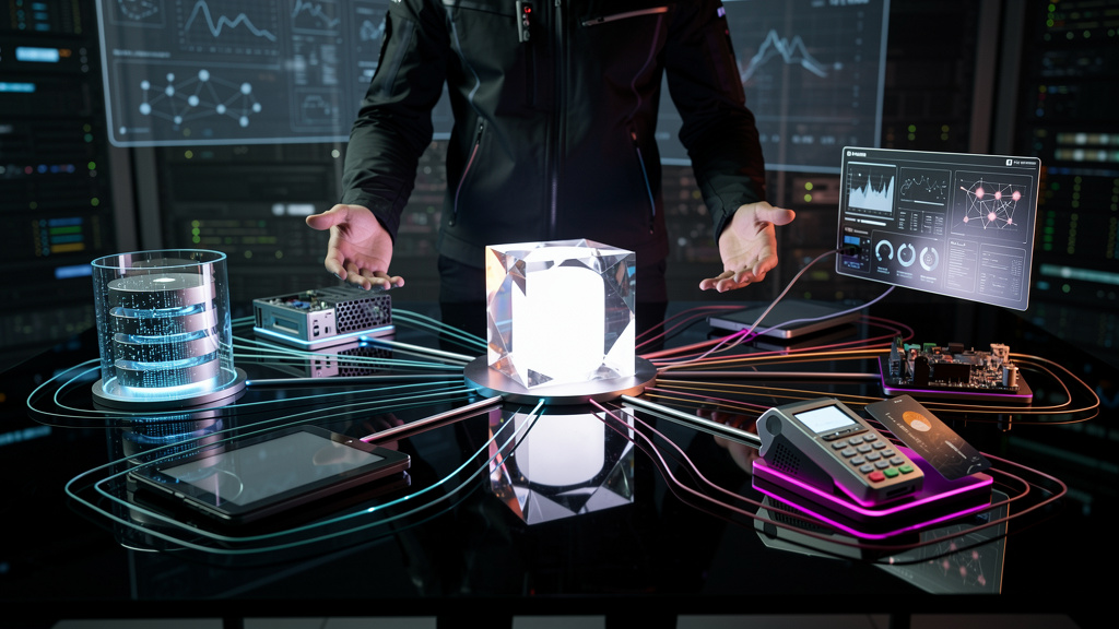 Checklist de 7 Passos para Implementar o Model Context Protocol — Diagrama de blocos mostrando a arquitetura do Model Context Protocol (MCP). No centro, um grande bloco rotulado 'MCP' com setas aponta