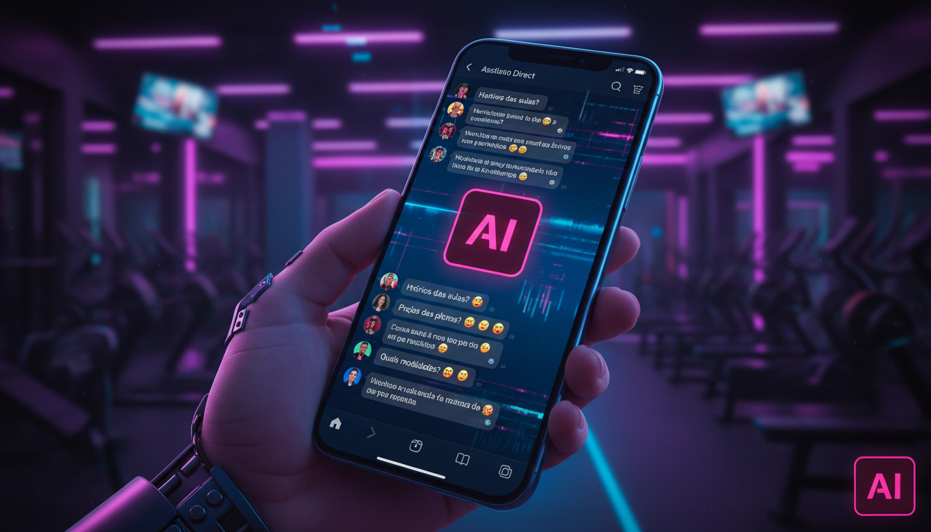Como a Toolzz supera Konect em IA para Instagram 2026 — Close-up de um smartphone exibindo a interface do Instagram Direct, com o Agente AI de Suporte da Toolzz respondendo instantaneamente a diversas