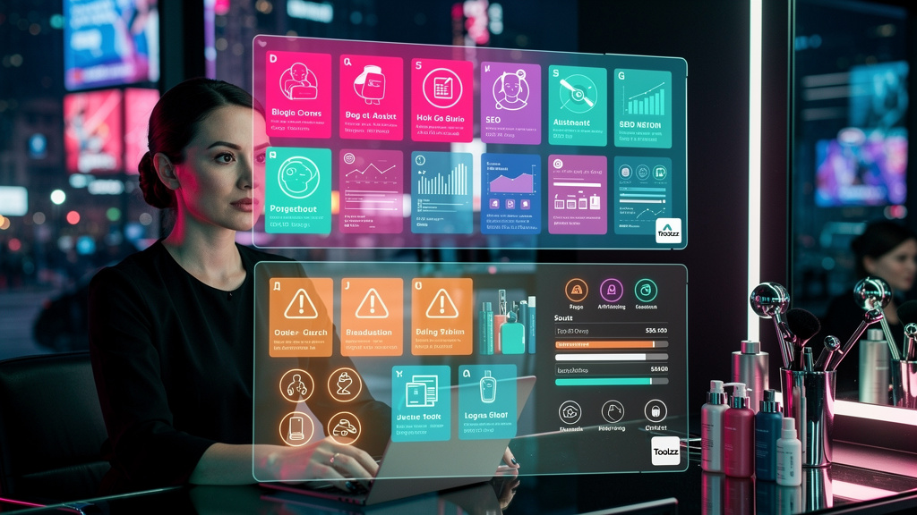 Como Aparecer no ChatGPT: Blog IA vs. Writesonic — Infográfico comparando o Agente Blog da Toolzz e o Writesonic. Bloco superior: Toolzz - Posts Ilimitados, SEO/AEO automático, suporte em português, d