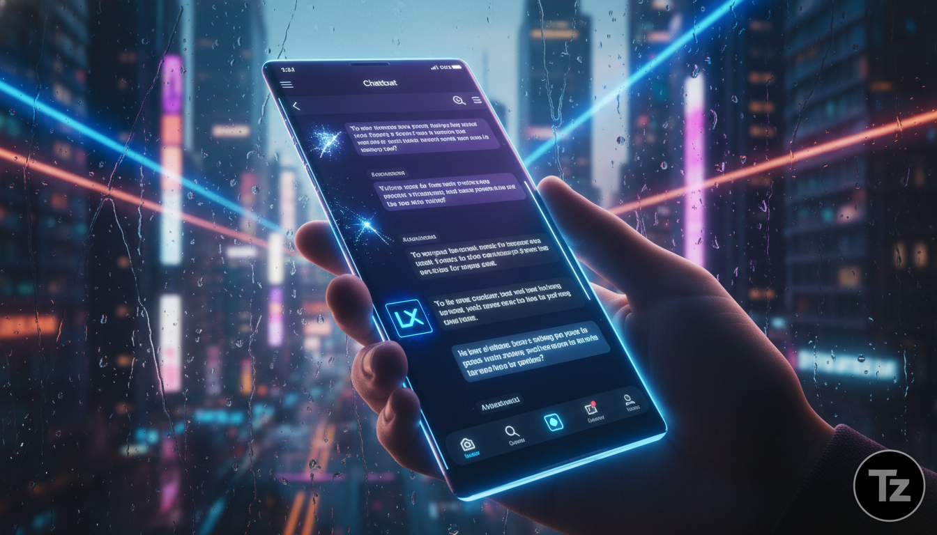 Como Chatbots Instagram evoluirá nos próximos 7 anos — Um close-up de uma tela de chatbot no Instagram, mostrando uma conversa fluida e natural entre um cliente e um agente de IA. O chatbot exibe o lo