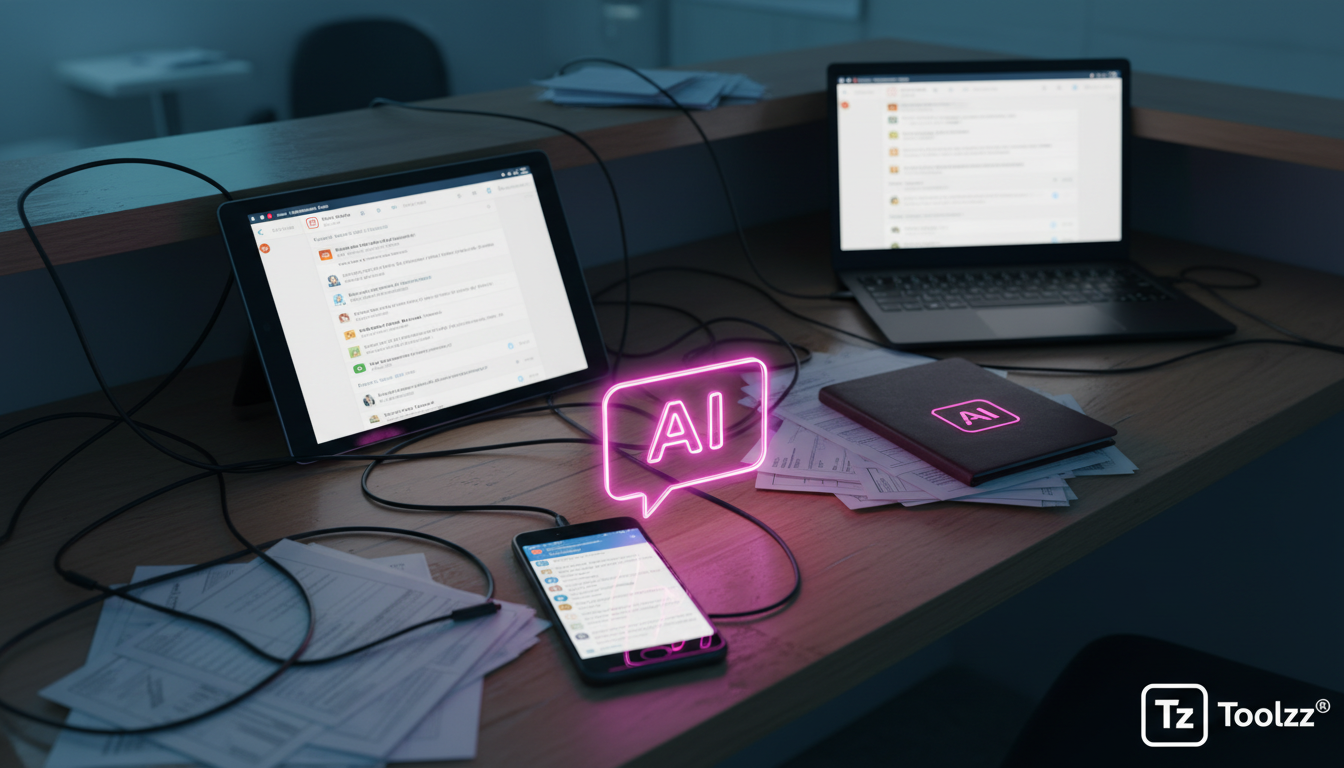 Como construir business case para Automação do Instagram em 2024 — Visão aérea de uma mesa de atendimento de clínica médica, mostrando vários dispositivos (smartphones, tablets, notebooks) abertos em 