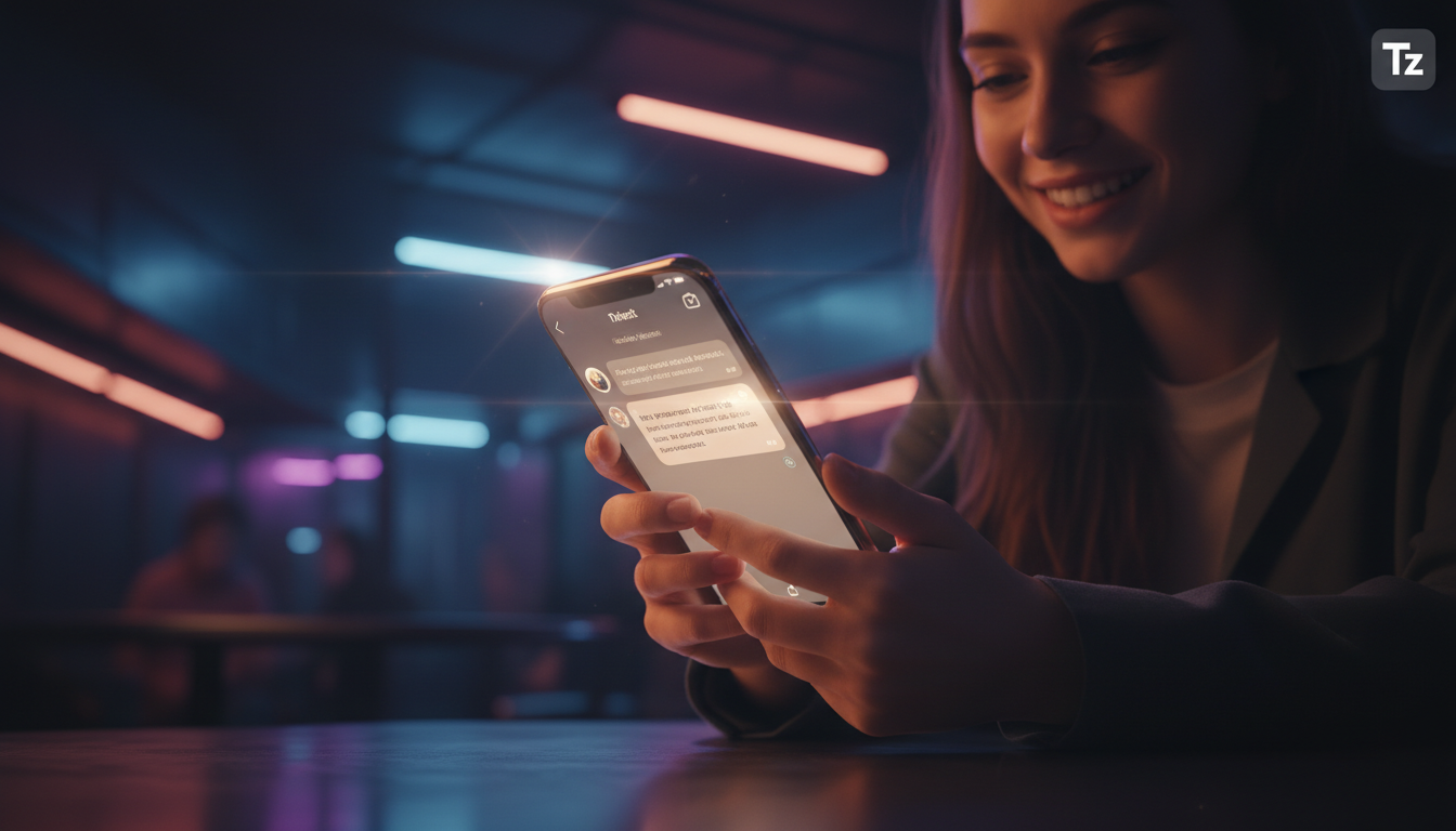 Como evitar armadilhas ao implementar IA no Instagram — Um close-up de um smartphone exibindo uma conversa no Instagram Direct. A mensagem automatizada parece incrivelmente personalizada e relevante p