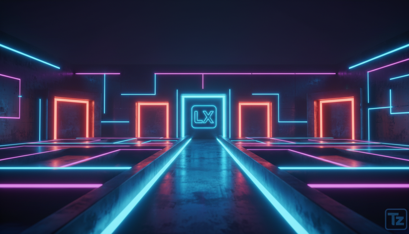 Como Fazer Login Único (SSO) usando Toolzz LXP de forma simples? — Ilustração de um labirinto simplificado, com uma única entrada e várias saídas bloqueadas. Uma das saídas, claramente identificada co