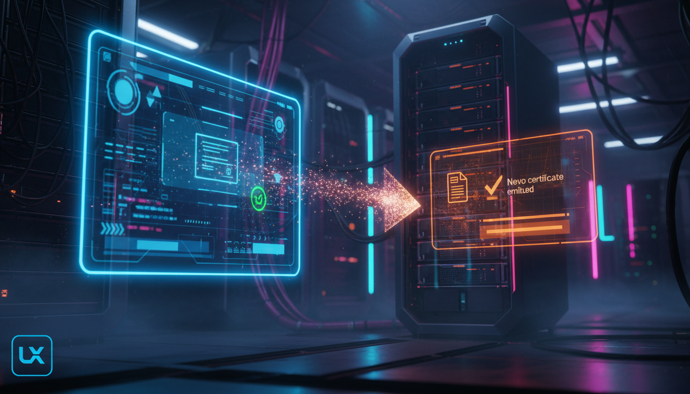 Como implementar Webhooks do zero em LXP — Um diagrama simplificado mostrando o fluxo de um webhook. No lado esquerdo, uma tela da Toolzz LXP exibindo a notificação de conclusão de um curso. Uma seta 