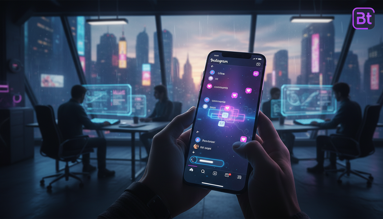 Como medir o sucesso da automação de marketing no Instagram usando o ROI — Uma tela de smartphone mostrando o aplicativo Instagram com várias notificações de interação automatizada (curtidas, comentár