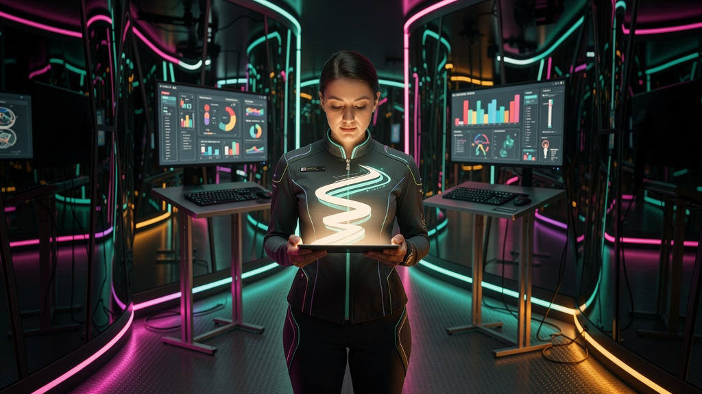 Como medir o sucesso de Educação Corporativa usando LXP em 2026 — Close-up de um labirinto de espelhos, com reflexos distorcidos de telas de computador mostrando diferentes cursos e materiais de trein