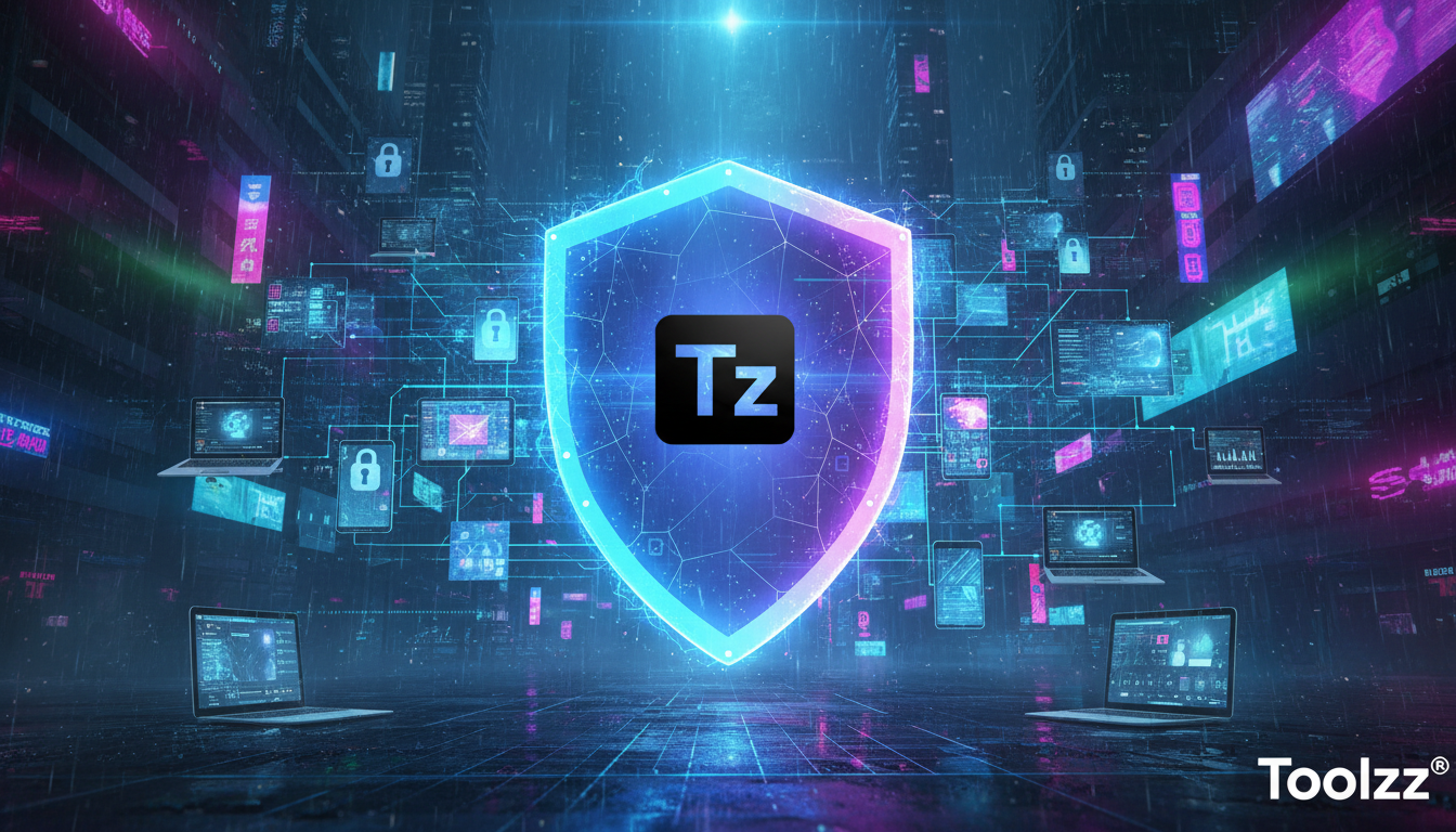 Como o LGPD Compliance evoluirá nos próximos 5 anos — A stylized illustration depicting a shield protecting a network of interconnected devices (laptops, tablets, smartphones) representing an LMS/LXP 