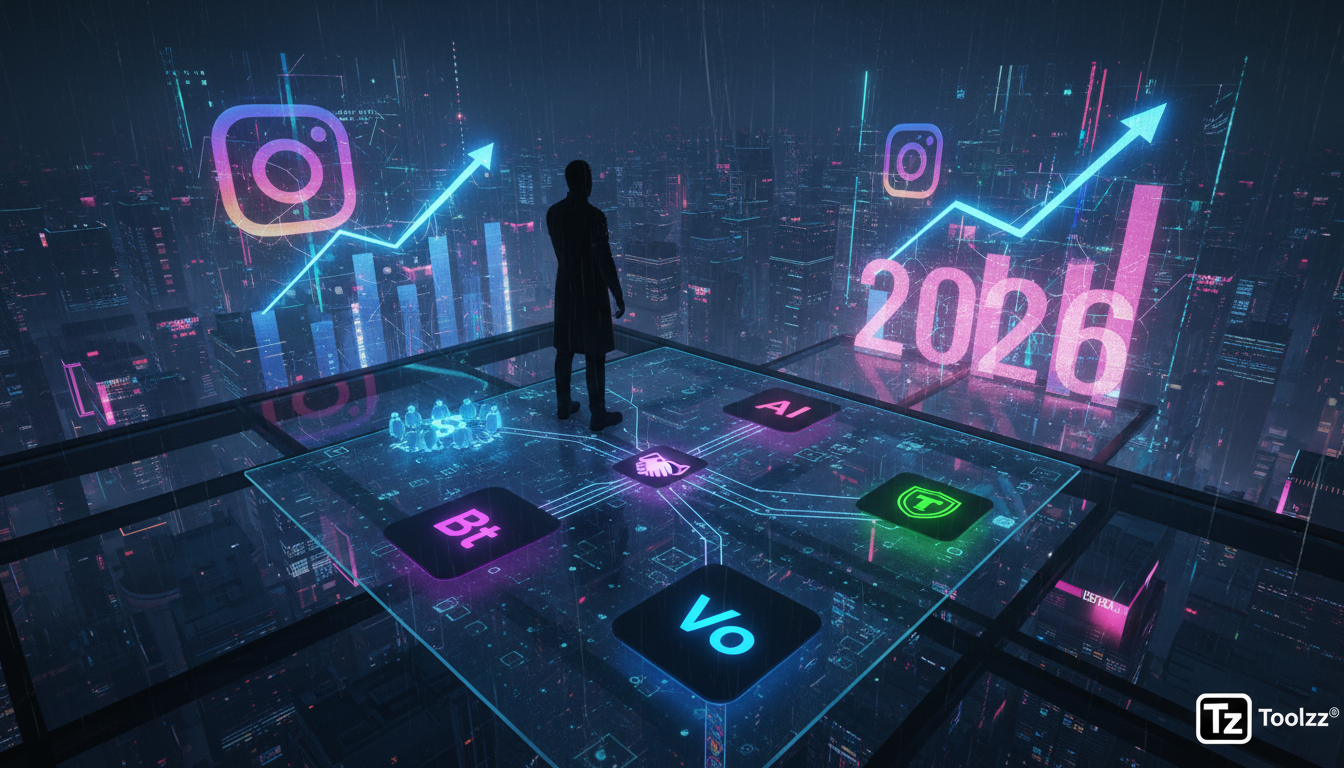 Como planejar implementação de automação Instagram em 7 etapas — Infográfico dividido em dois blocos (superior e inferior para carrossel Instagram). Bloco superior: Gráfico de barras mostrando o cresc