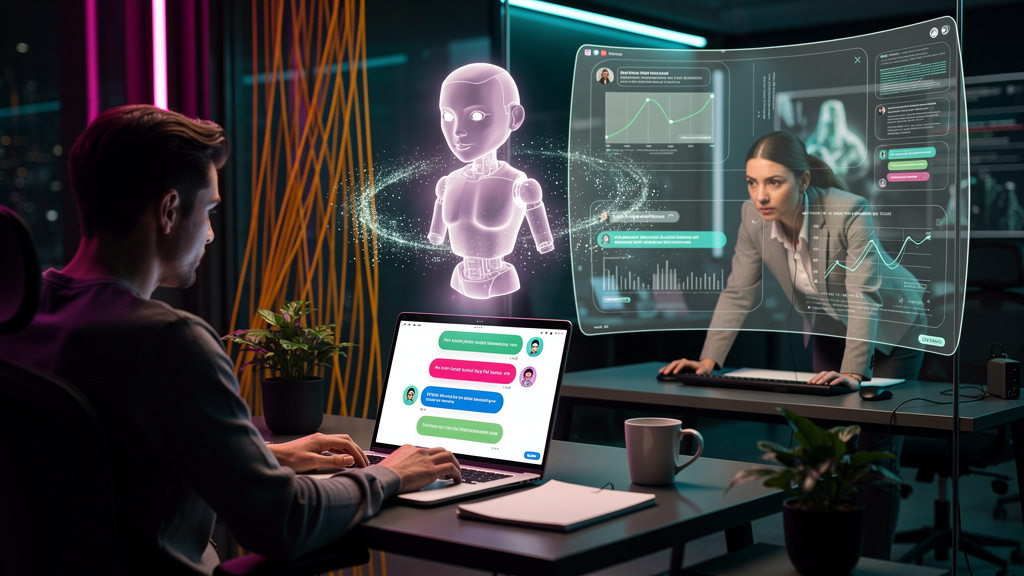 Como se manter relevante em Protocolo Agent-to-Human (A2H) em 2026 — Um diagrama de fluxo mostrando um cliente interagindo com um chatbot em um site. O chatbot tenta resolver o problema, mas eventualm