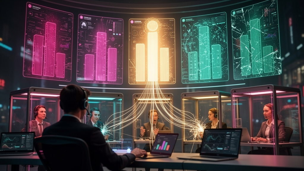 Como superar desafios comuns de transferência de IA para humano no atendimento — Infográfico comparando diferentes plataformas de atendimento ao cliente. Bloco superior: gráfico de barras mostrando a 