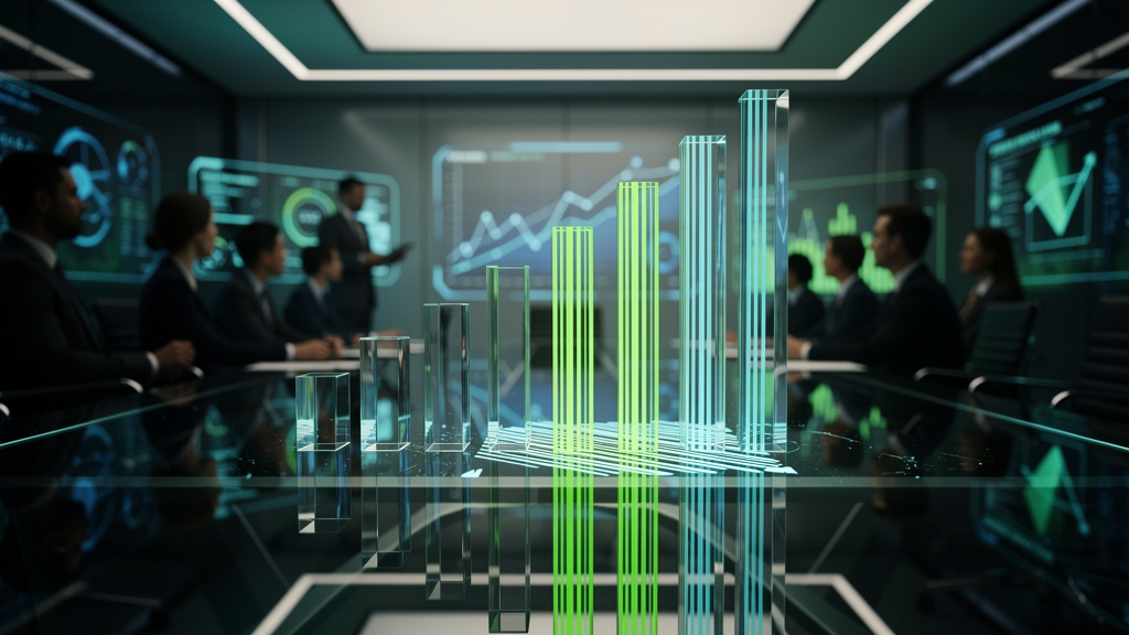 Cupons de Desconto na Educação Corporativa: Guia Completo — Ilustração de um código de barras estilizado transformando-se em um gráfico de barras ascendente, simbolizando o aumento do engajamento e RO