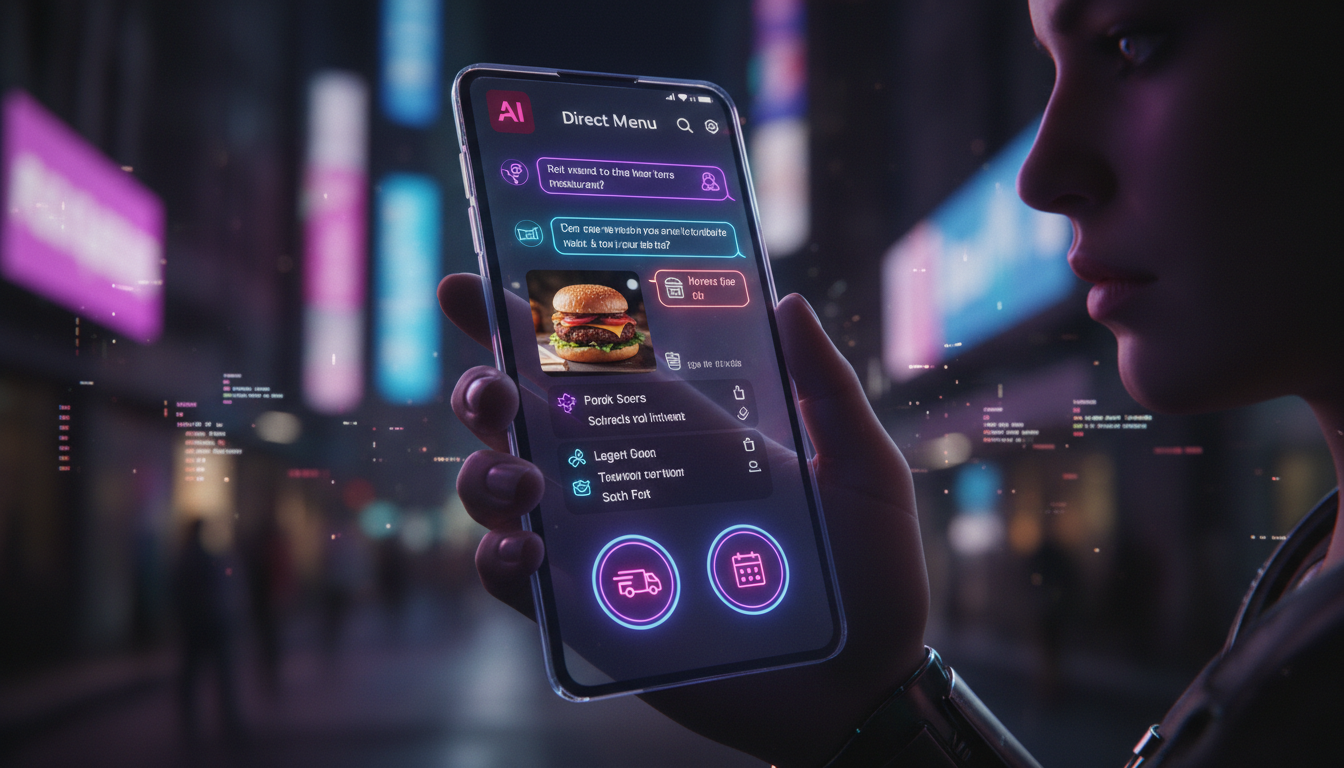 Demo Toolzz: 7 Tendências de IA para Redes Sociais em 2026 — Close-up de um smartphone mostrando uma conversa no Instagram Direct. Um agente de IA com a interface da Toolzz está respondendo a pergunta