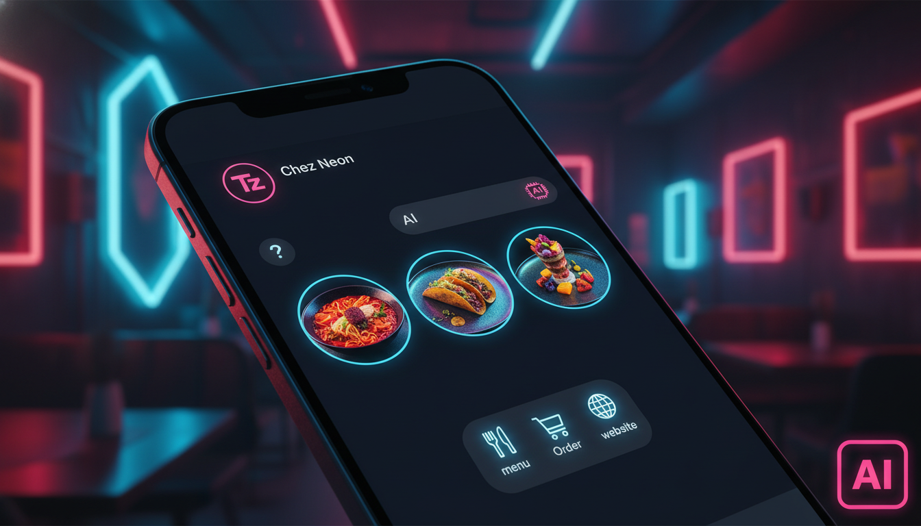 Demo Toolzz: Agente IA Social Media para Restaurantes em 2026 — Close-up de um smartphone exibindo uma conversa no Instagram Direct. A conversa mostra um cliente perguntando sobre o cardápio e um agen