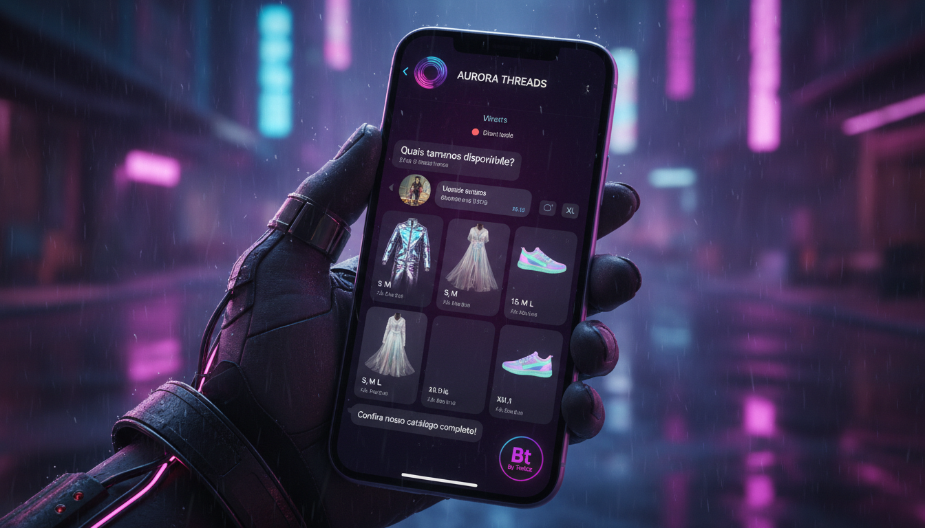 Dicionário de Chatbots Instagram: termos que todo profissional deve conhecer — Uma tela de celular mostrando uma conversa no Direct do Instagram. O perfil é de uma loja de roupas. O chatbot responde a