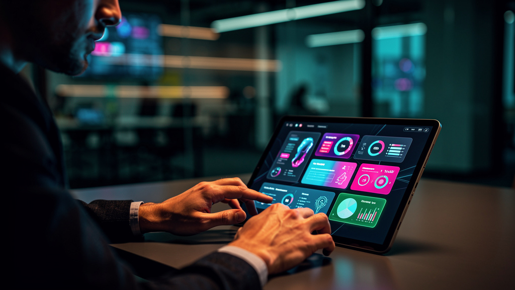 Educação Corporativa 2026: 7 Tendências de IA — Um close-up das mãos de um colaborador digitando em um tablet. A tela do tablet exibe uma interface personalizada de aprendizado, com o logo da Toolzz n