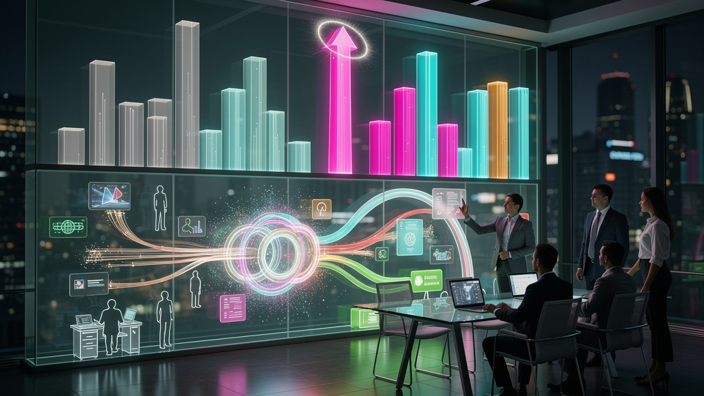Educação Corporativa e IA: Transformando o Treinamento Empresarial — Um diagrama infográfico dividido em duas seções. Na seção superior, um gráfico de barras comparando a retenção de conhecimento entr