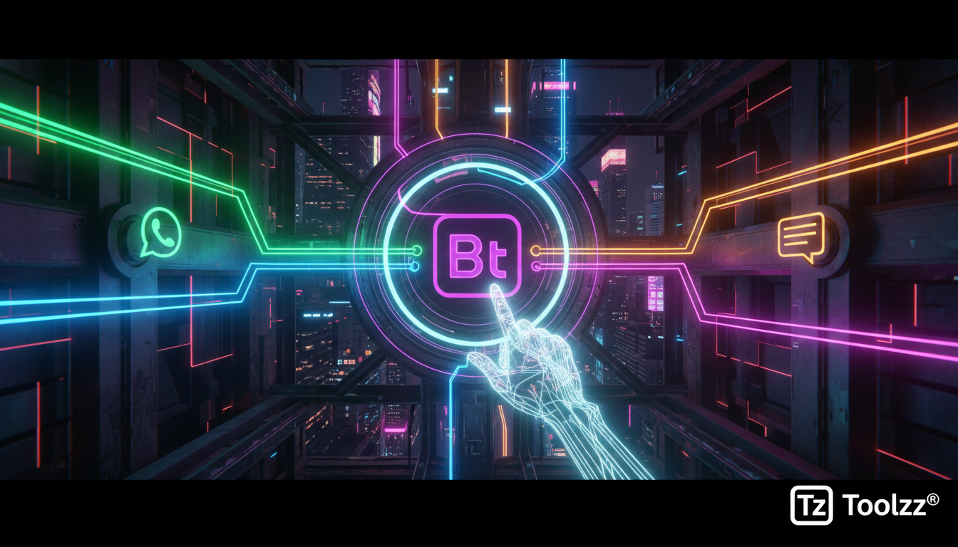 Eliminando retrabalho com automação Instagram — Um labirinto de canais de comunicação (Instagram, WhatsApp, email, chat) se conectando a um único ponto central, representado por um painel de controle 