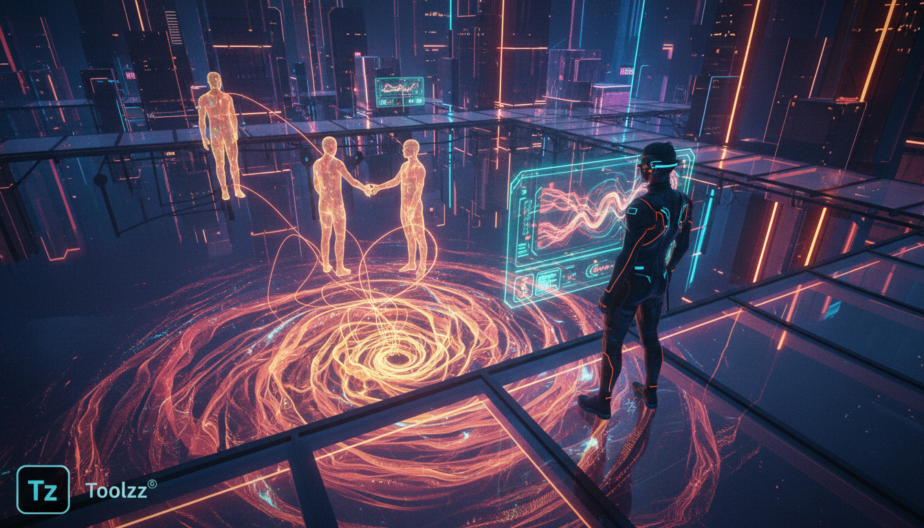 Engenharia de Vibe: A Nova Fronteira da IA e Experiência do Usuário — Create a high-end editorial illustration in a modern flat + gradient vector style.  STYLE: Clean, geometric, semi-abstract human f