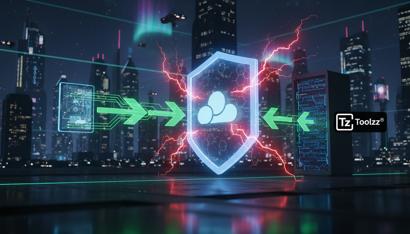 Erro 1005 Cloudflare: Causas e Soluções para Acesso Negado — Um diagrama ilustrativo mostrando o fluxo de dados entre um usuário, o Cloudflare e um servidor web. O Cloudflare está representado como um