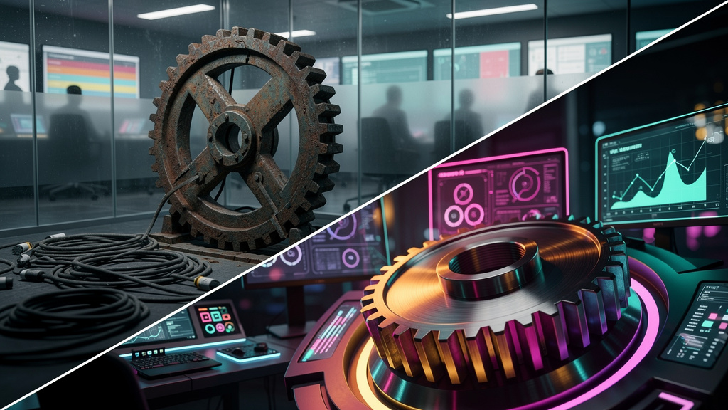 Erros de Iniciantes ao Experimentar Educação Corporativa — Infográfico comparando o impacto de programas de treinamento alinhados e desalinhados com os objetivos de negócio. Lado esquerdo (superior): 