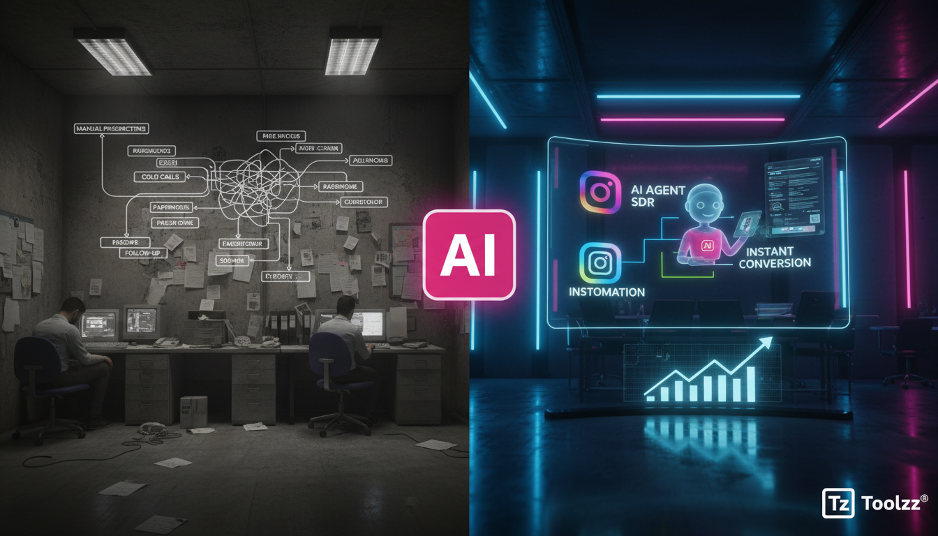 Estudo de caso: Seguros melhoraram 10% as vendas com IA em 2026 — Infográfico comparando o processo tradicional de vendas de seguros com o processo otimizado por IA. Lado esquerdo: Fluxograma complexo